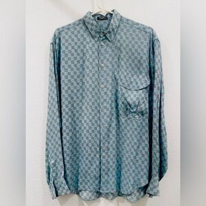 Vintage Original Men's Blue / Gray Checkered Giorgio Armani Shirt M / L